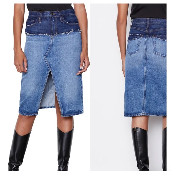 NWT Frame Reconstructed Denim Skirt in Indigo Ombré - Picture 4 of 5
